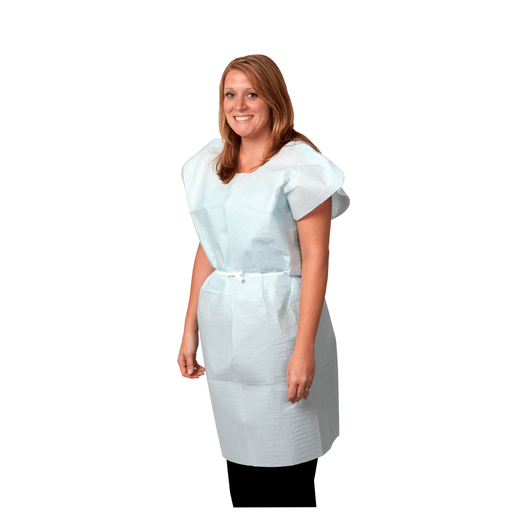PRO ADVANTAGE EXAM GOWNExam Gown, Tissue/ Poly/ Tissue, 30" x 42", Blue, Traditional Front/ Back Opening, 50/cs (110 cs/plt) | Quantity - 1x CS