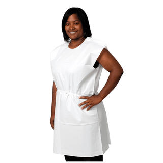 PRO ADVANTAGE EXAM GOWN - Exam Gown, 3-Ply Tissue, 30" x 42", White, Traditional Front/ Back Opening, 50/cs (50 cs/plt) (020210) | Quantity - 1x CS