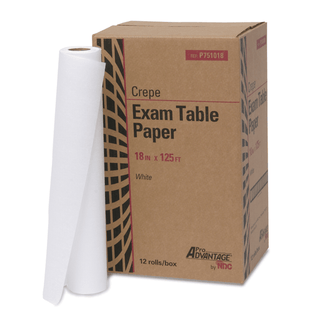 PRO ADVANTAGE EXAM TABLE PAPER - Exam Table Paper, 18" x 125 ft, White, Crepe, 12/cs (64 cs/plt) (020208) | Quantity - 1x CS