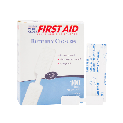 DUKAL BUTTERFLY CLOSURES ADHESIVE BANDAGES - Butterfly Adhesive Bandage, 13/32" x 1 13/16", Sterile, 100/bx, 12 bx/cs  | Quantity - 1x CS