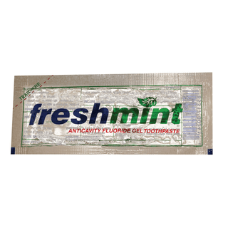 NEW WORLD IMPORTS FRESHMINT CLEAR GEL TOOTHPASTE - Single Use Anticavity Fluoride Gel Toothpaste Packet, 500/bx, 2 bx/cs (Not Available for sale into Canada) | Quantity - 1x CS