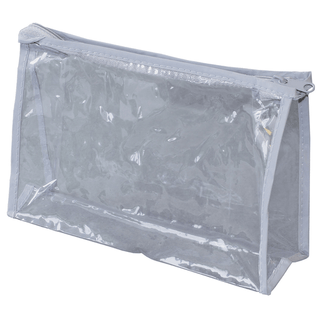 NEW WORLD IMPORTS CLEAR VINYL POUCH - Vinyl Pouch, Clear See-Through with Grey Traim, Zipper Closure, 8" x 5" x 2.375", Gusset, 500/cs | Quantity - 1x CS