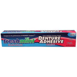 NEW WORLD IMPORTS FRESHMINT DENTURE ADHESIVEDenture Adhesive, Freshmint, 2.4 oz, Zinc-Free Formulation, Compared to the Performance of Fixodent Original, 12/bx | Quantity - 1x BX