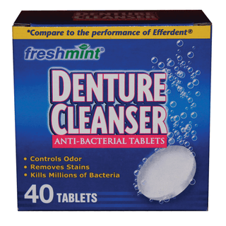 NEW WORLD IMPORTS FRESHMINT DENTURE TABLETS - Denture Cleanser Tablets, Blue, Compared to the Performance of Efferdent, 40/bx, 24 bx/cs (75 cs/plt) (Made in USA) | Quantity - 1x CS