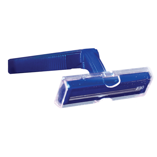 NEW WORLD IMPORTS RAZORS - Twin Blade Razor, Stainless Steel, Clear Removable Safety Cap, One-Piece Navy Handle, 100/bx, 10 bx/cs (36 cs/plt) | Quantity - 1x CS