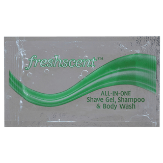 NEW WORLD IMPORTS FRESHSCENT SHAMPOOS & CONDITIONERS - 3-in-1 Shampoo/ Shave Lotion/ Body Wash, .33 oz packet, 100/bx, 10 bx/cs | Quantity - 1x CS