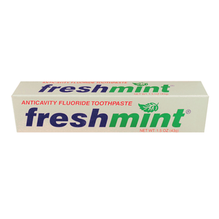 NEW WORLD IMPORTS FRESHMINT FLUORIDE TOOTHPASTE - Anticavity Fluoride Toothpaste, 0.6 oz, Silver Colored Laminate Tube, 144/bx, 5 bx/cs (32 cs/plt) (Not Available for sale into Canada) | Quantity - 1x CS