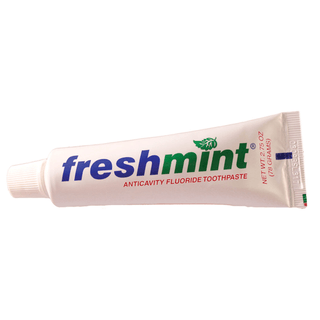 NEW WORLD IMPORTS FRESHMINT FLUORIDE TOOTHPASTE - Anticavity Fluoride Toothpaste, 0.6 oz, Silver Colored Laminate Tube, 144/bx, 5 bx/cs (32 cs/plt) (Not Available for sale into Canada) | Quantity - 1x CS