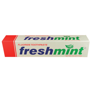 NEW WORLD IMPORTS FRESHMINT FLUORIDE TOOTHPASTE - Anticavity Fluoride Toothpaste, 0.6 oz, Silver Colored Laminate Tube, 144/bx, 5 bx/cs (32 cs/plt) (Not Available for sale into Canada) | Quantity - 1x CS