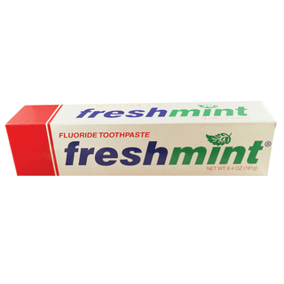 NEW WORLD IMPORTS FRESHMINT FLUORIDE TOOTHPASTE - Anticavity Fluoride Toothpaste, 0.6 oz, Silver Colored Laminate Tube, 144/bx, 5 bx/cs (32 cs/plt) (Not Available for sale into Canada) | Quantity - 1x CS