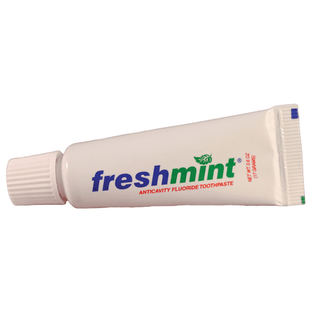 NEW WORLD IMPORTS FRESHMINT FLUORIDE TOOTHPASTE - Anticavity Fluoride Toothpaste, 0.6 oz, Silver Colored Laminate Tube, 144/bx, 5 bx/cs (32 cs/plt) (Not Available for sale into Canada) | Quantity - 1x CS