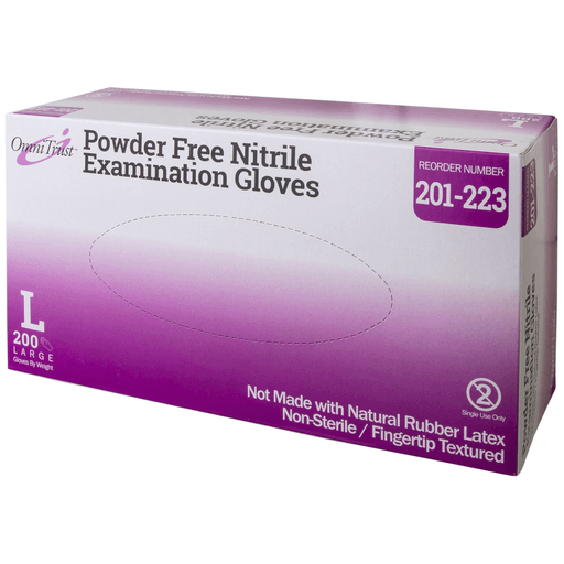 OMNI INTERNATIONAL OMNITRUST NITRILE POWDER FREE EXAMINATION GLOVEExam Glove, Nitrile, Large, Textured Fingers, Blue, Powder Free (PF), 200/bx, 10 bx/cs (50 cs/plt) (See additional pricing for drop ship orders less than 1,000 cs) | Quantity - 1x CS