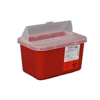 OAK RIDGE SHARPS CONTAINER - Sharps Container, 1 Gallon, Red Base/ Translucent Flip Up Lid, 24/cs | Quantity - 1x CS