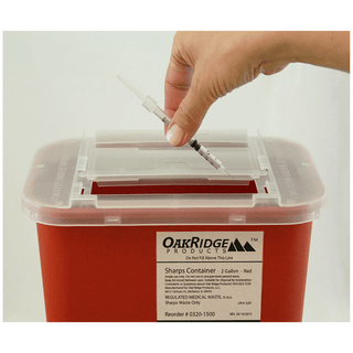 OAK RIDGE SHARPS CONTAINERSharps Container, 2 Gallon, Red Base/ Translucent Slide Lid, 20/cs | Quantity - 1x CS