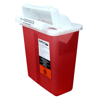 OAK RIDGE SHARPS CONTAINER - Sharps Container, 1 Gallon, Red Base/ Translucent Flip Up Lid, 24/cs | Quantity - 1x CS