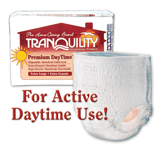PRINCIPLE BUSINESS TRANQUILITY PREMIUM DAYTIME DISPOSABLE ABSORBENT UNDERWEAR - Underwear, Medium Daytime DAU, 34"-48", 120-175 lbs, 25 fl oz Capacity, 18/pk, 4 pk/cs  | Quantity - 1x CS