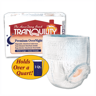 PRINCIPLE BUSINESS TRANQUILITY PREMIUM OVERNIGHT DISPOSABLE ABSORBENT UNDERWEAR - Underwear, XXL-Plus Overnight DAU, 62"-80", 250+ lbs, Capacity 34.0 fl oz, 12/bg, 4 bg/cs (30 cs/plt) (US Only)  | Quantity - 1x CS