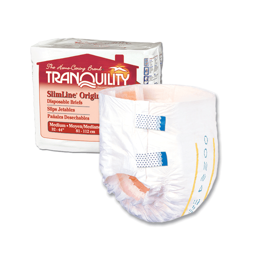 PRINCIPLE BUSINESS TRANQUILITY SLIMLINE DISPOSABLE BRIEFS - Brief, Medium Adult, 32" to 44", 20.4 fl oz Capacity, 12/bg, 8 bg/cs (21 cs/plt)   | Quantity - 1x CS