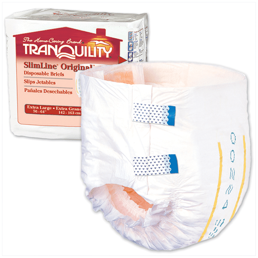 PRINCIPLE BUSINESS TRANQUILITY SLIMLINE DISPOSABLE BRIEFS - Brief, Medium Adult, 32" to 44", 20.4 fl oz Capacity, 12/bg, 8 bg/cs (21 cs/plt)   | Quantity - 1x CS