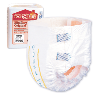 PRINCIPLE BUSINESS TRANQUILITY SLIMLINE DISPOSABLE BRIEFS - Brief, Medium Adult, 32" to 44", 20.4 fl oz Capacity, 12/bg, 8 bg/cs (21 cs/plt)   | Quantity - 1x CS