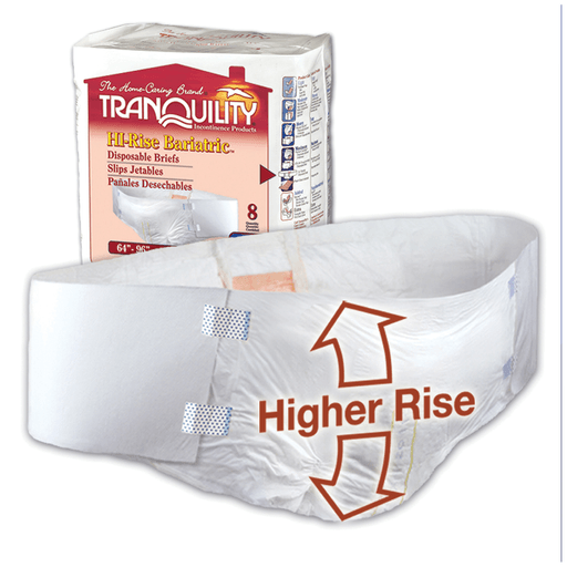 PRINCIPLE BUSINESS TRANQUILITY HI-RISE BARIATRIC BRIEFS - HI-Rise Bariatric Brief, 64" to 96", Capacity 34 fl oz, 8/bg, 4 bg/cs (42 cs/plt) (US Only)  | Quantity - 1x CS