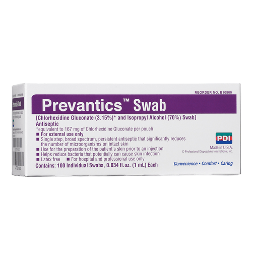 PDI PREVANTICS - Swab (prep pad), 3.125" x 1.125", 100/bx, 10 bx/cs (147 cs/plt)  | Quantity - 1x CS