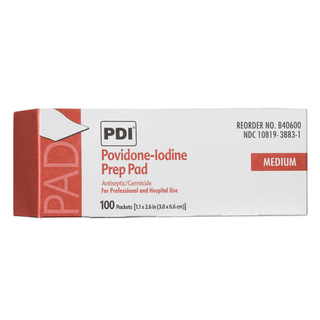 PDI PVP  IODINE PREP PAD - PVP Iodine Prep Pad, Medium, 1.1875" x 2.625", 100 pk/bx, 10 bx/cs (192 cs/plt) (US Only) (Products cannot be sold on Amazon.com or any other 3rd party site) | Quantity - 1x CS