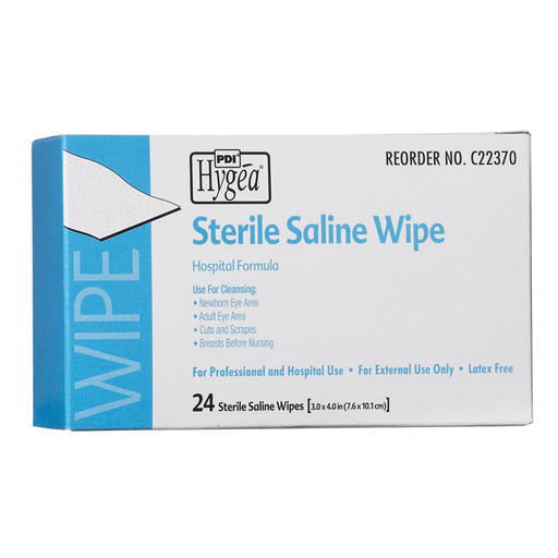 PDI HYGEA STERILE SALINE WIPE - Sterile Saline Wipe, 6" x 4", 24 pk/bx, 24 bx/cs (92 cs/plt)  | Quantity - 1x CS