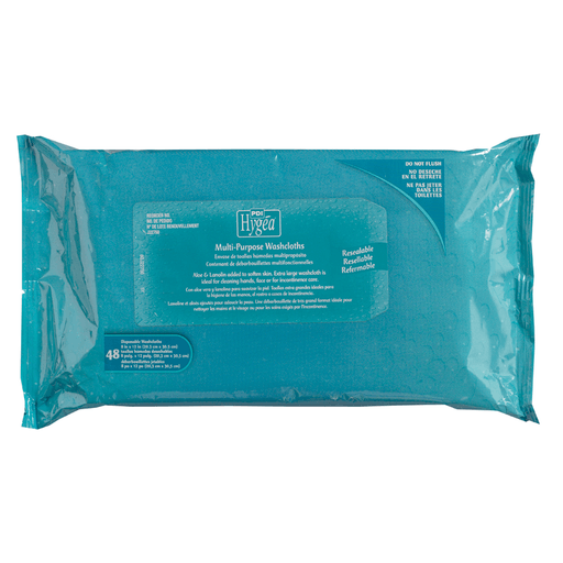 PDI HYGEA MULTIPURPOSE  WASHCLOTHS - Multi-Purpose Washcloths, Resealable 48 count Disposable, 48/pk, 12 pk/cs (60 cs/plt)  | Quantity - 1x CS