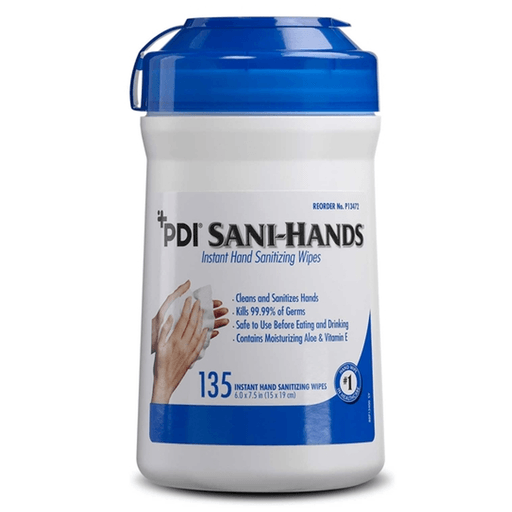 PDI SANI-HANDS INSTANT HAND SANITIZING WIPES - Instant Hand Sanitizing Wipe, Medium, 6" x 7", 135/can, 12 can/cs (40 cs/plt) (026575)  (HAZMAT Fees Apply, cannot ship via Air or to AK, GU, HI, PR, VI) | Quantity - 1x CS