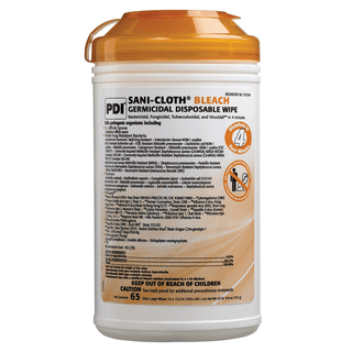PDI SANI-CLOTH BLEACH GERMICIDAL DISPOSABLE WIPE - Bleach Germicidal Dispsoable Wipe, X-Large, 7" x 15", 65 wipes/can, 6 can/cs (60 cs/plt) (Minimum Expiry Lead is 90 days)  | Quantity - 1x CS