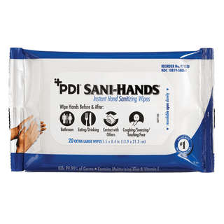 PDI SANI-HANDS BEDSIDE PACKBedside Pack, 8.4" x 5.5", 20/pk, 48 pk/cs (135 cs/plt) (Item is considered Limited Quantity and cannot ship via Air or to AK, GU, HI, PR, VI) | Quantity - 1x CS