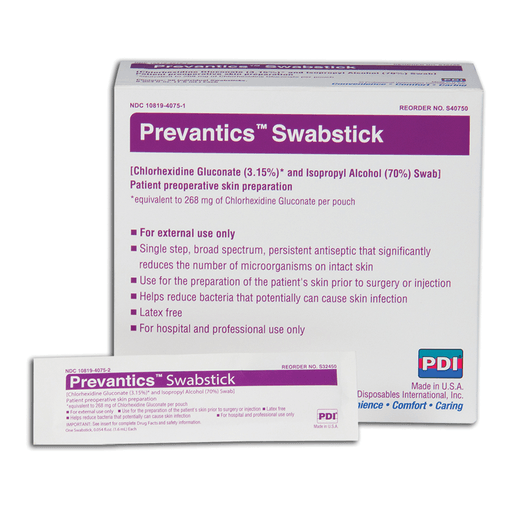 PDI PREVANTICS - Swabstick, 1.75" x 6.5", 50/bx, 10 bx/cs (45 cs/plt) (US Only) (Products cannot be sold on Amazon.com or any other 3rd party site) | Quantity - 1x CS