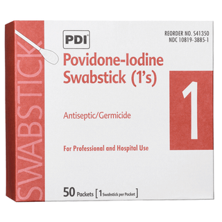 PDI PVP IODINE SWABSTICKPVP Iodine Prep Swab 1s, 1/pk, 50 pk/bx, 10 bx/cs (52 cs/plt) | Quantity - 1x CS