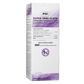 PDI SUPER SANI-CLOTH GERMICIDAL DISPOSABLE WIPE - Germicidal Disposable Wipe, X-Large, Individual, Boxed, 11" x 11",  50/bx, 3 bx/cs (96 cs/plt)  (HAZMAT Fees Apply, cannot ship via Air or to AK, GU, HI, MP, PR, VI) | Quantity - 1x CS