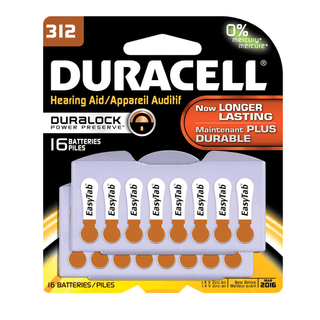 DURACELL HEARING AID BATTERY - Battery, Zinc Air, Size 312, 16pk, 6 pk/bx (UPC# 66125) (Products are not for Private Household Markets; Products cannot be sold on Amazon.com or any other 3rd party site) | Quantity - 1x BX