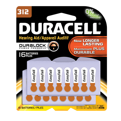 DURACELL HEARING AID BATTERY - Battery, Zinc Air, Size 312, 16pk, 6 pk/bx (UPC# 66125) (Products are not for Private Household Markets; Products cannot be sold on Amazon.com or any other 3rd party site) | Quantity - 1x BX