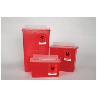 PLASTI HORIZONTAL ENTRY SHARPS CONTAINERS - Horizontal Entry Container, 4 Qt Red, 25/cs (Item is on allocation. Supplie may be limited or there may be longer than normal lead times) | Quantity - 1x CS