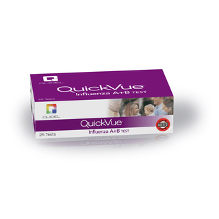 QUIDEL QUICKVUE INFLUENZA A+B TESTSQuickVue Influenza A+B Test, Dipstick Format, Identifies Type A, Type B, or Both, Two-Color Endpoint, CLIA Waived, 25 test/kit (Continental US Onlyincluding Alaska & Hawaii) | Quantity - 1x KT