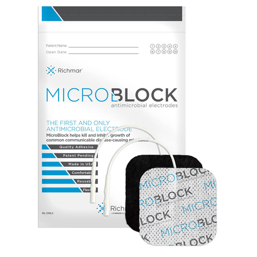 RICHMAR MICROBLOCK ANTIMICROBIAL  ELECTRODES - MicroBlock Antimicrobial Electrodes, 2 Round White Cloth. 4/pk, 10 pks/bg, 1 bg/cs. US Sales only. | Quantity - 1x CS
