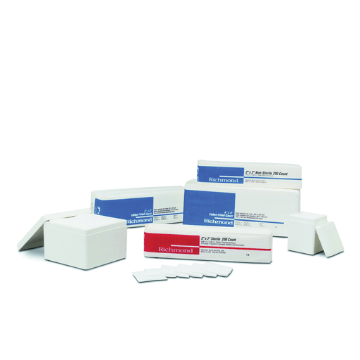 RICHMOND COTTON FILLED EXODONTIA SPONGES - Cotton Filled Sponge, 4" x 4", 4-Ply, Non-Sterile, 200/slv, 10 slv/cs | Quantity - 1x CS