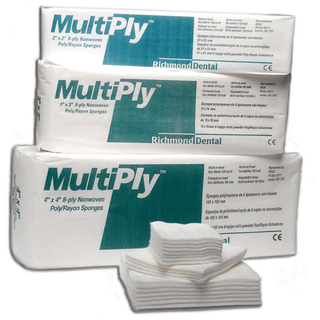RICHMOND MULTIPLY NON-WOVEN SPONGES - MultiPly Non-Woven Rayon/ Poly Sponge, 2" x 2", 8-Ply, Non-Sterile, 100/slv, 30 slv/cs | Quantity - 1x CS