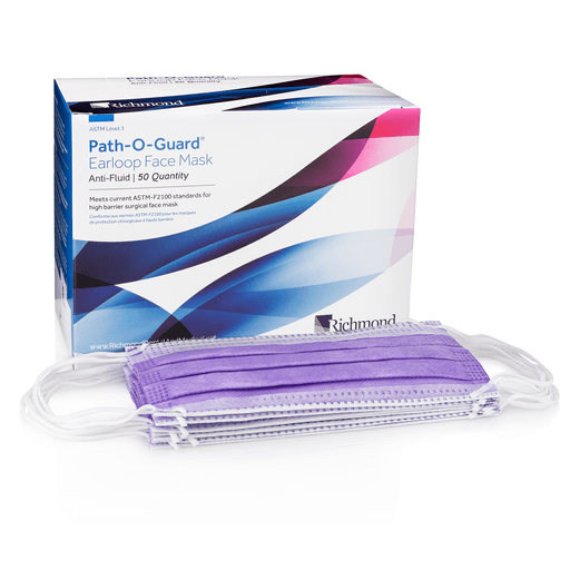 RICHMOND PATH-O-GUARD EARLOOP FACE MASK - Level III Anti-Fluid Earloop Face Mask, Lavender 50/bx, 6 bx/cs  | Quantity - 1x CS