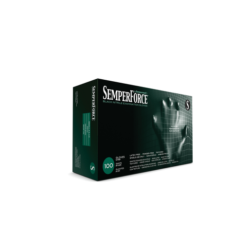 HARPS USA SEMPERFORCE NITRILE EXAM POWDER FREE TEXTURED GLOVE - Exam Glove, Nitrile, Small, Black, 100/bx, 10 bx/cs | Quantity - 1x CS