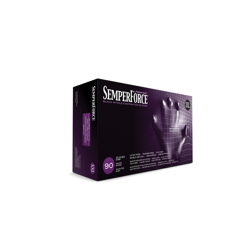 HARPS USA SEMPERFORCE NITRILE EXAM POWDER FREE TEXTURED GLOVE - Exam Glove, Nitrile, XX-Large, Black, 90/bx, 10 bx/cs | Quantity - 1x CS