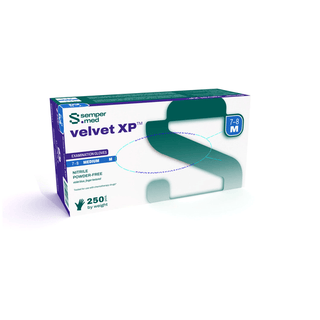 HARPS USA SEMPERMED VELVET XP NITRILE EXAM GLOVE - Exam Glove, Medium, Powder Free (PF), Beaded Cuff, 250/bx, 10 bx/cs (60 cs/plt) | Quantity - 1x CS
