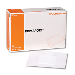 SMITH & NEPHEW PRIMAPORE IV ADHESIVE DRESSINGSCentral IV Adhesive Dressing, 4" x 3 1/8", 20/pkg, 10 pkg/cs | Quantity - 1x CS