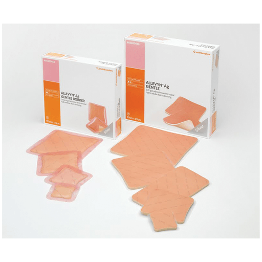 SMITH & NEPHEW ALLEVYN AG GENTLE BORDER ADHESIVE DRESSINGS - Dressing, Ag Gentle Border, Adhesive, 7" x 7", 10/bx, 4 bx/cs  | Quantity - 1x CS