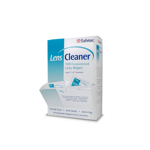 SAFETEC LENS CLEANER WIPE - Lens Cleaner Wipes, 100/bx, 10 bx/cs (HAZMAT Fees Apply, cannot ship via Air or to AK, GU, HI, MP, PR, VI) | Quantity - 1x CS