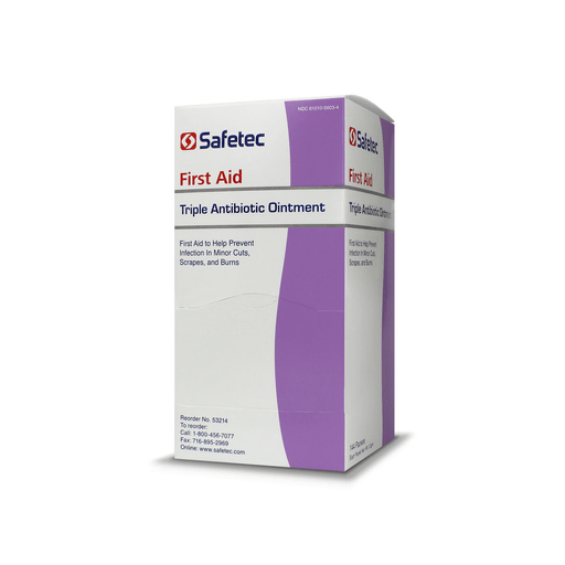 SAFETEC TRIPLE ANTIBIOTIC OINTMENTSTriple Antibiotic, .5g, 144/bx, 12 bx/cs | Quantity - 1x CS